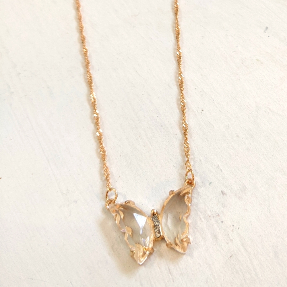 Butterfly clear charm pendant necklace Jewelry Valentine's Day gift